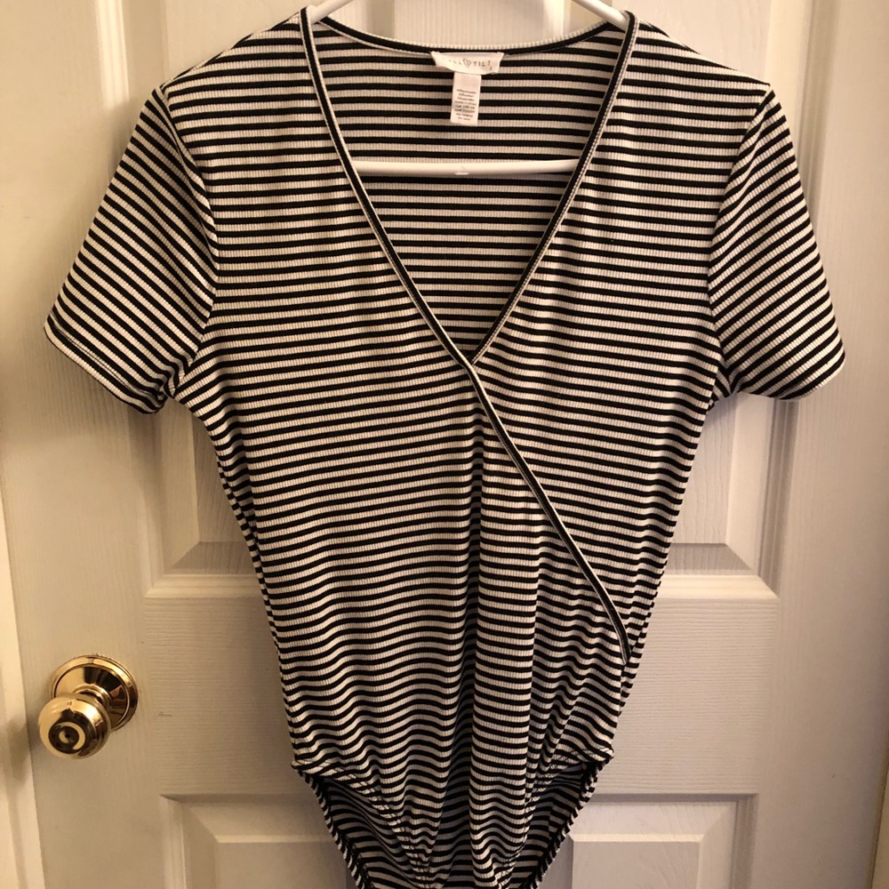 Black & White Striped Body Suit | Full Tilt